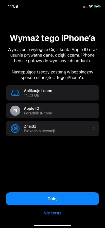 Kompletne resetowanie iPhone